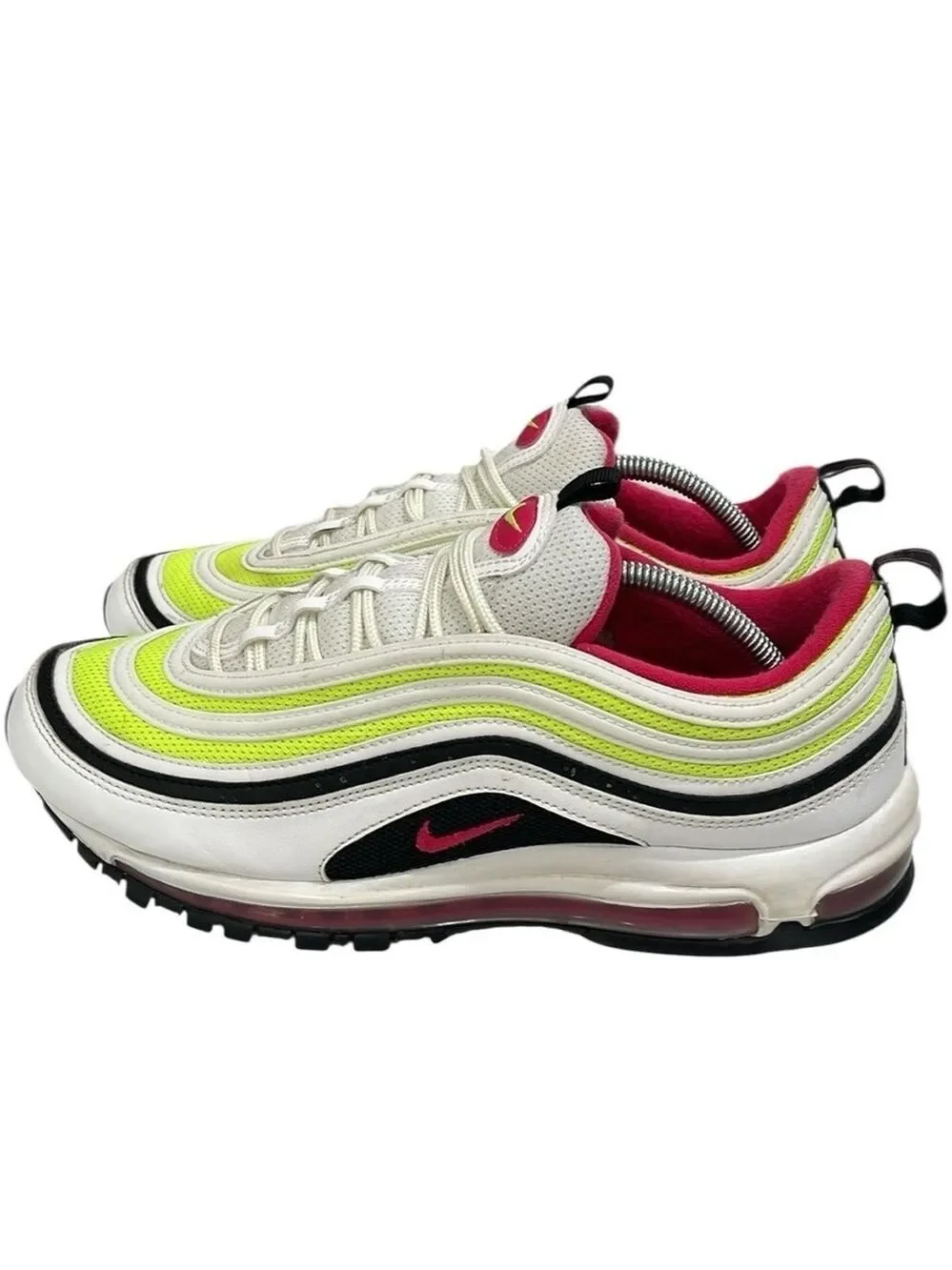 Nike Air Max 97 Men White/Volt/Pink Running Sneaker Shoes Size US 11